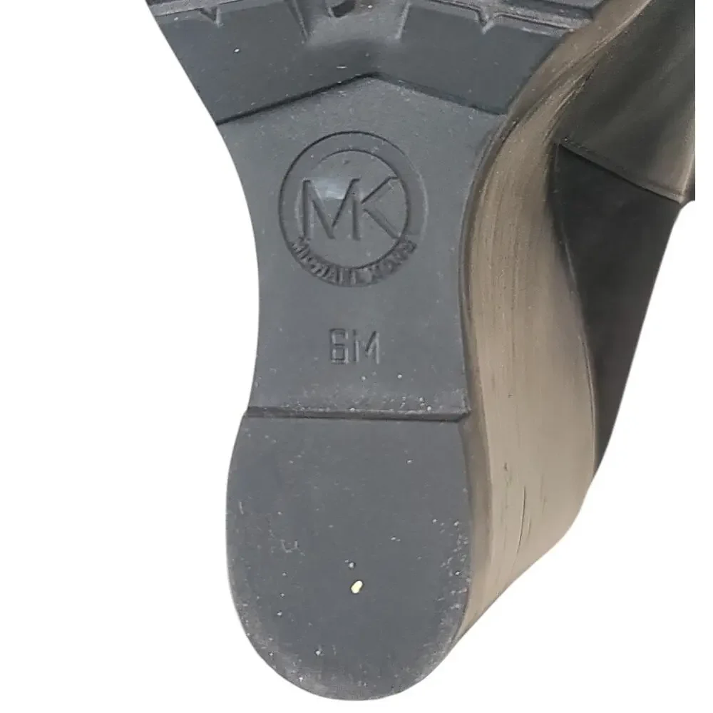 Michael Kors Clara Black Wedge Boots Size 6 GUC 15" Shaft Vachetta Leather - Picture 8 of 9